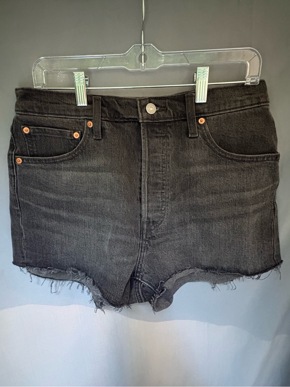 Levi's 501 Original Fit High Rise Button Fly Shorts Washed Black